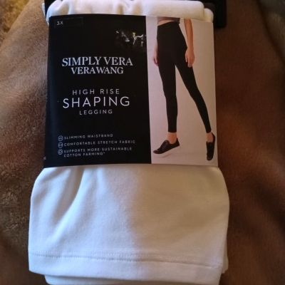 NWT Women's Simply Vera Wang High Rise Shaping Plus Sz 3X Leggings White