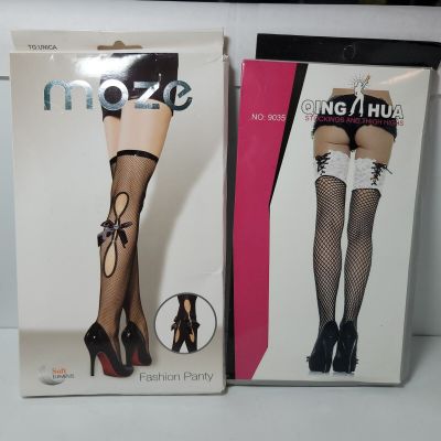 Lady's 2 Pairs Stockings Thigh High Socks Lace Fishnet Hot Fashion Sexy Hosiery