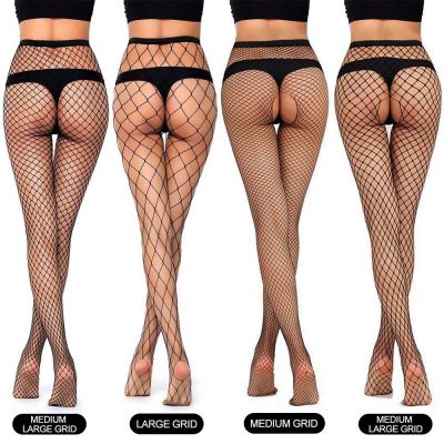 4pairs New Women High Waist Pantyhose Fishnet Stockings Mesh Tights Thigh Socks