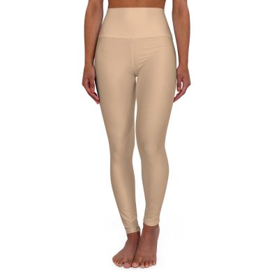 High Waisted Yoga Leggings Almond, Workout Pants for Gym,Running & Fitness