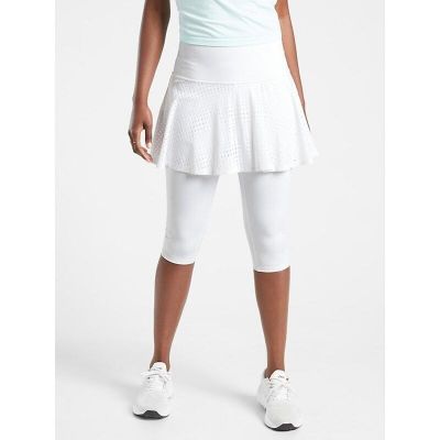 Athleta Women's A-Game 2 in 1 Cropped Legging Skort Stretch White Size 1X