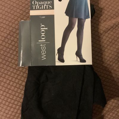 Open pack- West Loop - opaque tights sheer to waist 1 pair M black