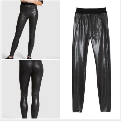 NWT PINK Victoria's Secret Faux Leather Ultimate Leggings Black L
