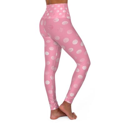 Girly Pink Yoga Leggings - Women's Activewear, Workout Pants, Fitness Leggings,