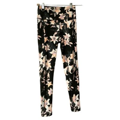 Victoria's Secret Incredible Essential Leggings Floral Side Pocket Black Size 2