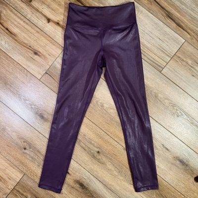 Zyia Active Plum Metallic Plus Light N Tight High Rise 7/8 Leggings Sz 2 Purple