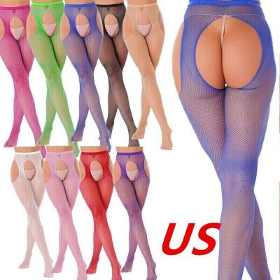 US Womens Pantyhose Stocking Mesh Suspender Hollow Out Thigh-High Fishnet Tights