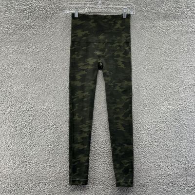 Spanx Leggings Women's Medium Green Camo Look At Me Now High Rise Shaping Ankle