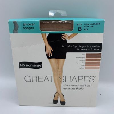 1 No Nonsense Great Shapes All-over Shaper Size B Beige Mist-Light-Sheer Toe BZ9