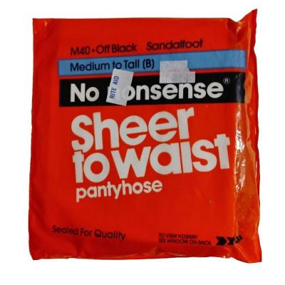 Vintage No Nonsense Pantyhose Nos Sheer to Waist M40- Off Black  Sandalfoot