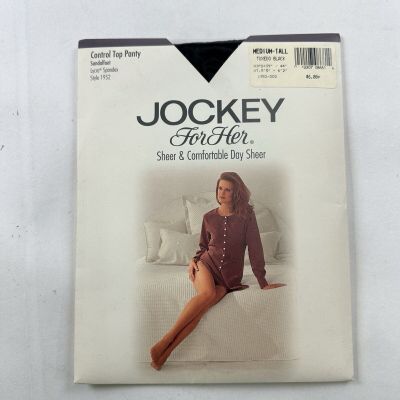 Vintage Jockey for Her Pantyhose Control Top Lyrcra Medium Tall Tuxedo Black