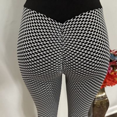 Leggings Size Small Women Scrunch Bum New Textured TikTok Black White High Rise