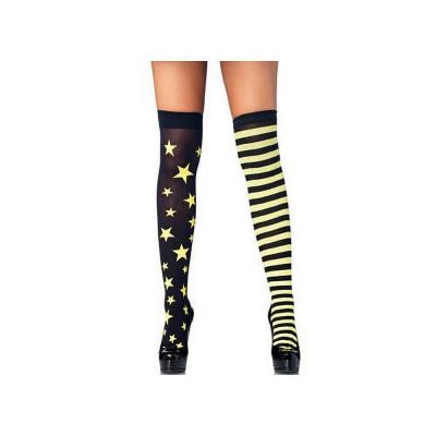 Leg Avenue 6319 Women's Yellow Thigh High Stars & Stripes Leg Stockings