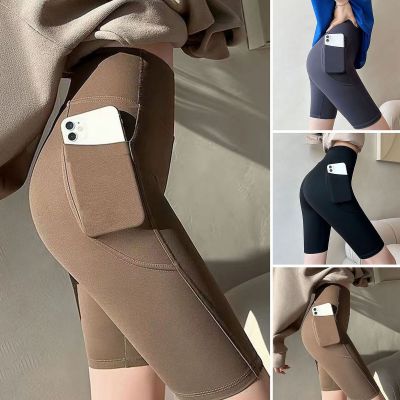 Shorts Solid Color Workout Outdoor Cycling Knee Length Pants Thin