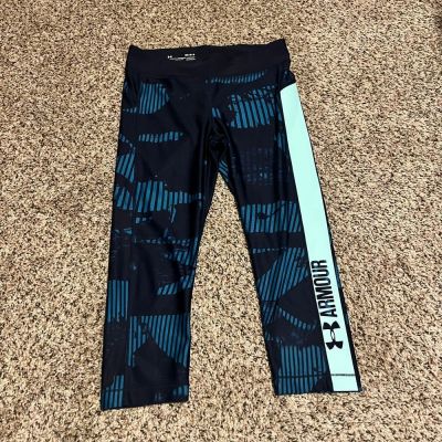 Under Armour Athletic Capri Leggings Geometric Print Compression Workout Pants M