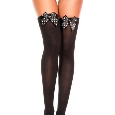 NEW sexy MUSIC LEGS opaque POLKA dots DOTTED mini BOWS thigh HIGHS hi STOCKINGS