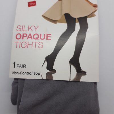 SILKY OPAQUE TIGHTS GREY Sz M/L PAIR HANES 100-165 LBS Womens Fall Winter Warm