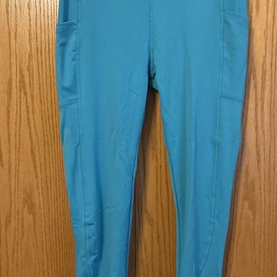 Womens Turquoise Leggings Size L/XL Exercise Yoga Activewear Pockets