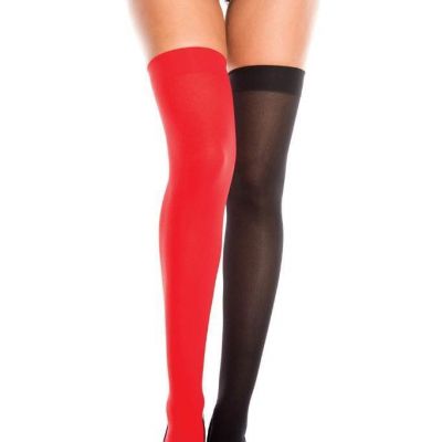 NWT sexy MUSIC LEGS jester MISMATCH opaque HARLEQUIN thigh HIGHS stockings JOKER