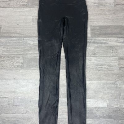 Spanx Faux Leather Leggings Small  Black Shiny