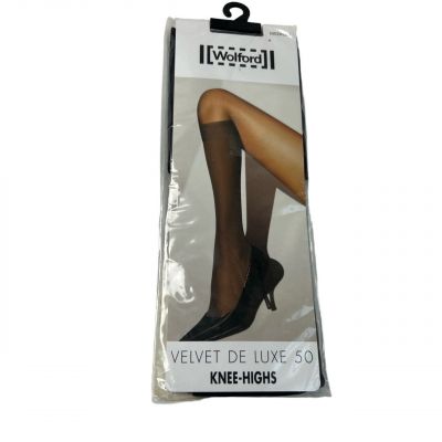 Wolford Size Medium Velvet de Luxe 50 Knee-highs in  Black NEW