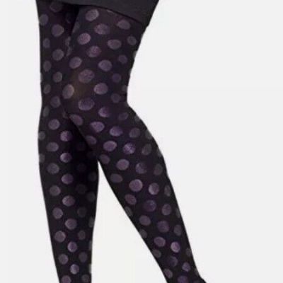 Hue Womens Violetta dot Tights Luster CT Sz 1 (40Den) Black/Purple