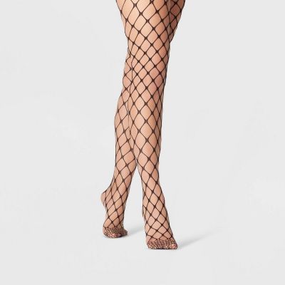 Women's Open Fishnet Tights - A New Day Black Medium Large