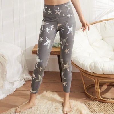 Aerie 7/8 High Rise Leggings Size Large Women’s Silver Star Print Gray