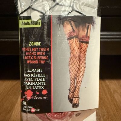 Adult OS Zombie Tights Scary Halloween Costume Dress Up Cosplay Black Fishnet