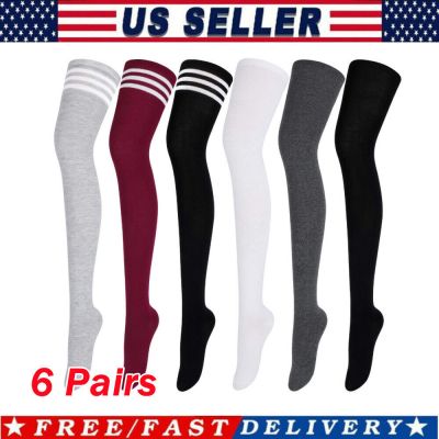 6X Girls Ladies Women Thigh High Over the Knee Socks Extra Long Cotton Stockings