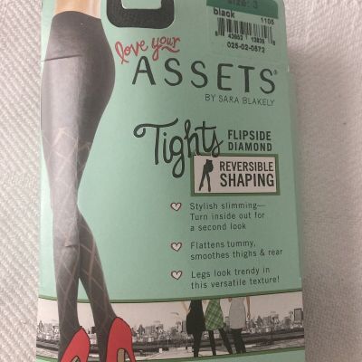 Spanx Assets Tights Flipside Diamond Black size 3 NEW Reversible Shaping