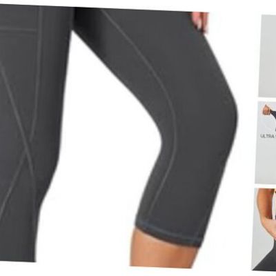 Capri Leggings for Women High Waisted Capri Leggings with X-Small Capri Grey