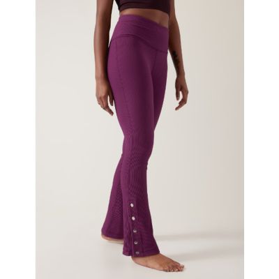 NEW Athleta Elation Rib Snap Pant Pinot Plum Large