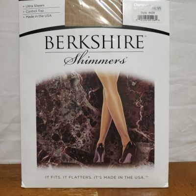 Berkshire Shimmers Pantyhose Size 4 Control Top Ultra Sheer 4429 Champagne NEW