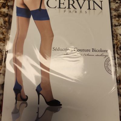 Cervin Queen Size Stockings Black w/ Red top and backseam Size 5