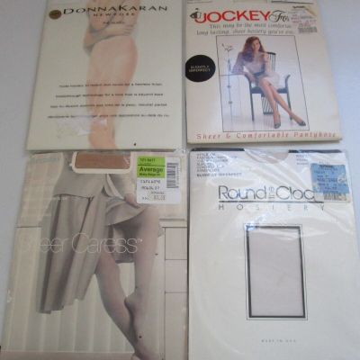 New Vintage Pantyhose Collection Jockey White Round Pearl Donna Karan Sheer Care