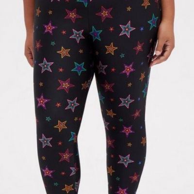 Torrid Platinum Leggings Mid Rise Liquid Multicolor Stars Black Size 0