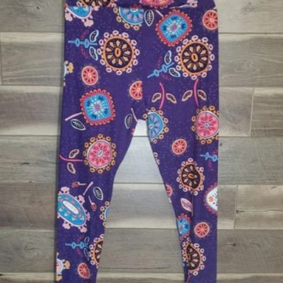 LuLaRoe Leggings Tall and Curvy 2 Purple Pattern Multi Color Size 18+ NWOT