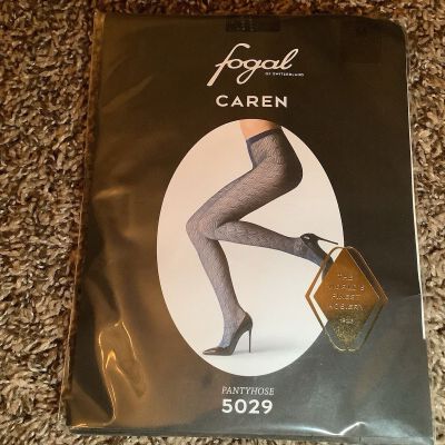 Fogal Caren fine knitted net pantyhose, style 5029, color noir (black), size: M