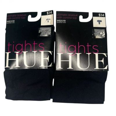 Hue Ultimate Opaque Tights Size 1 Black Color Womens 2 Pairs