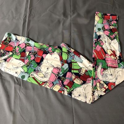 Lularoe OS Leggings Brand New Never Worn Christmas White Elephant With Gifts