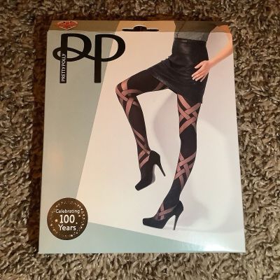 Pretty Polly sheer & opaque lattice tights, color black, One Size