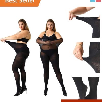 Elegant Plus Size Women's Control Top Pantyhose - 2 Pairs Ultra-Soft Tights