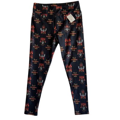 Proud Firefighter Wife Graphic Printed Leggings First in Last out OS One Size