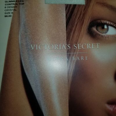 Victoria's Secret Ultra Bare Glimmer Sheer Pantyhose Stockings Sz B Crystal New