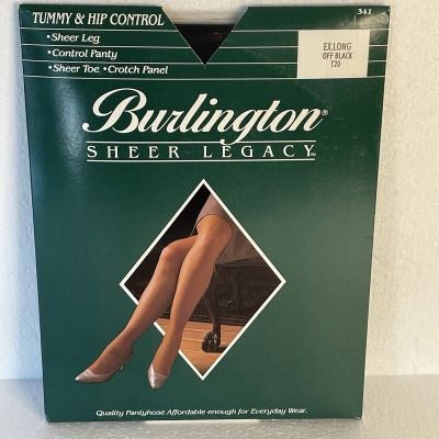 Burlington Sheer Legacy Pantyhose Tummy/Hip Control EX Long Off Black T20