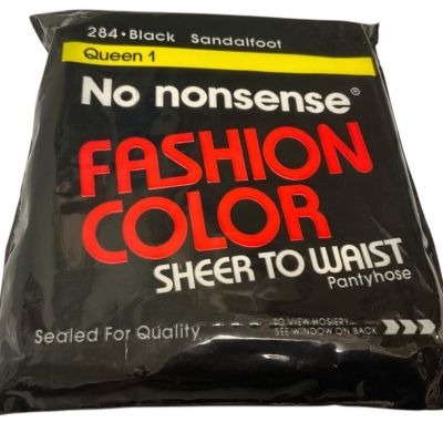 No Nonsense Sheer To Waist Pantyhose Sandal Foot Queen 1 Black 284