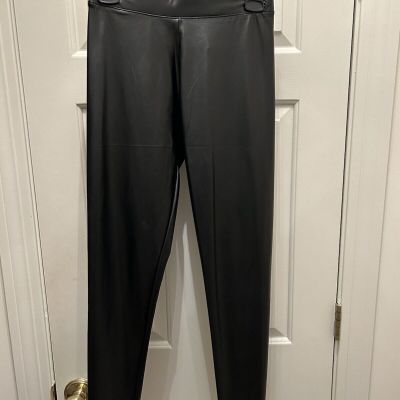 Faux Black leather Pants - Elastic Waistband Size Small