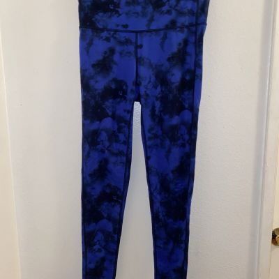 Athleta Tie Die Leggings Womens Size Medium Blue Workout Gym Exercise