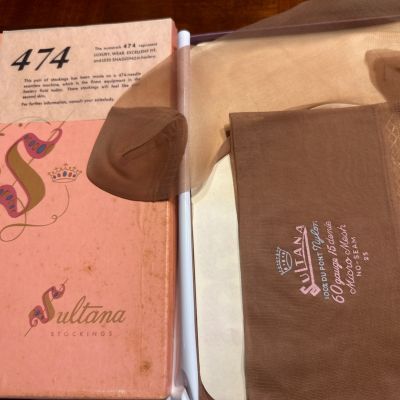 Seamless Nylon Stockings Sultana  3 Pairs Box New Vintage 1950’s New Sz 10